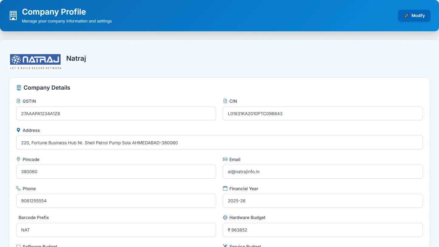 Tracker365 Company Profile module preview