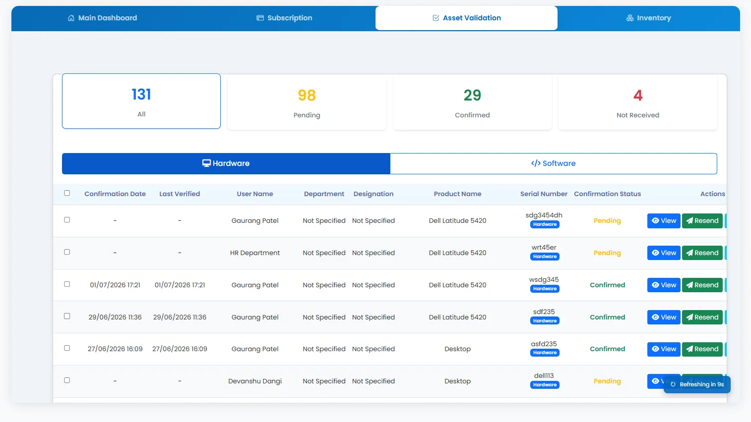 Tracker365 Asset Validation module